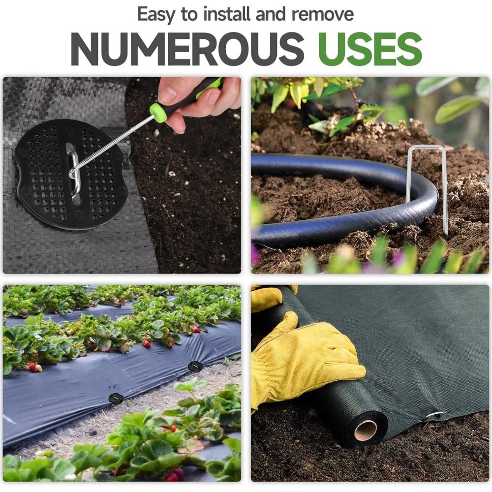 40-100PCS Garden U-shaped Staples with Washers Outdoor Garden Ground Film Fixed Pegs for Holding Weed Barrier Cloth Ground Nail