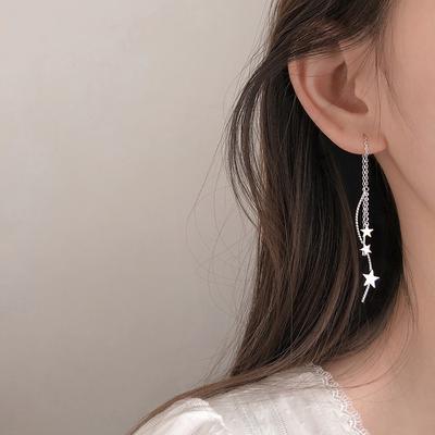 Star Curved Earrings, Simple Personality Design, Niche Temperament, Five-Pointed Star Wave Fringed Earrings For Women