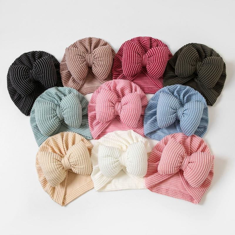 Infant Striped Hat with Bowknot Comfortable Cotton Blend Headwear Unisex Baby Striped Hat Comfortable for Boy & Girls