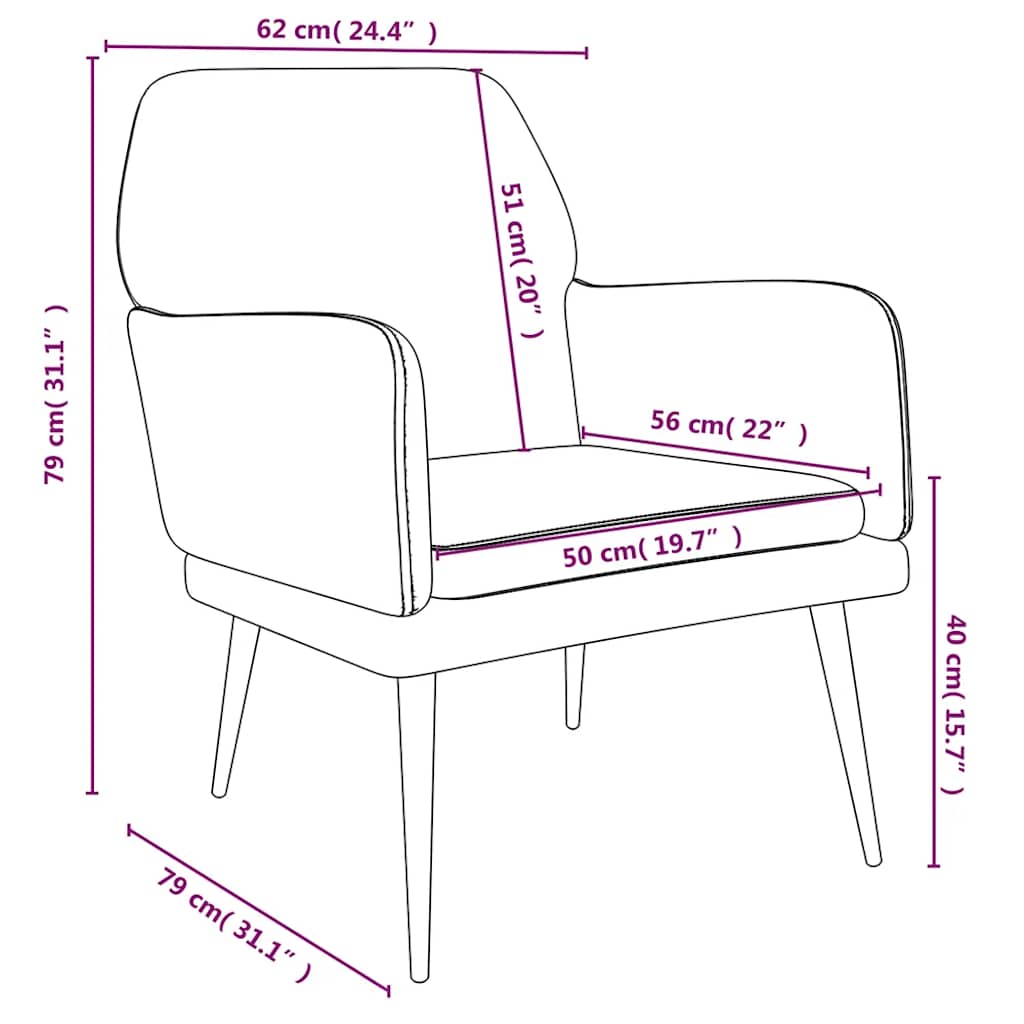 Armchair Burgundy 62 X 79 X 79 Cm Velvet