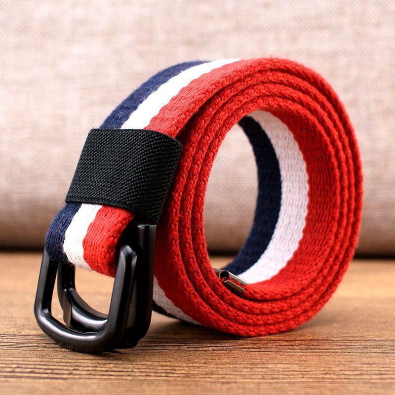 Men's Canvas & Leather Double Ring Stretch Belt