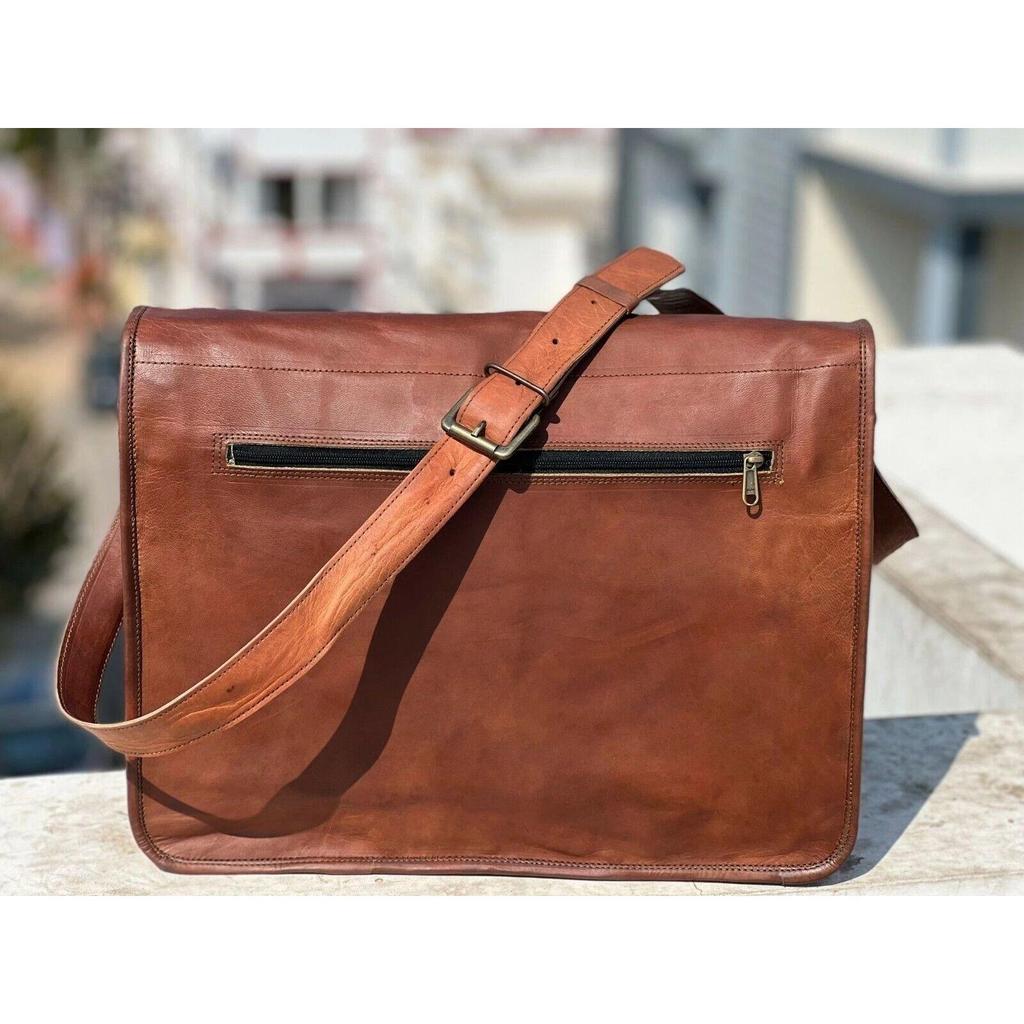 Bag Leather Genuine Men's Vintage Travel Shoulder Laptop Men Brown Messenger New