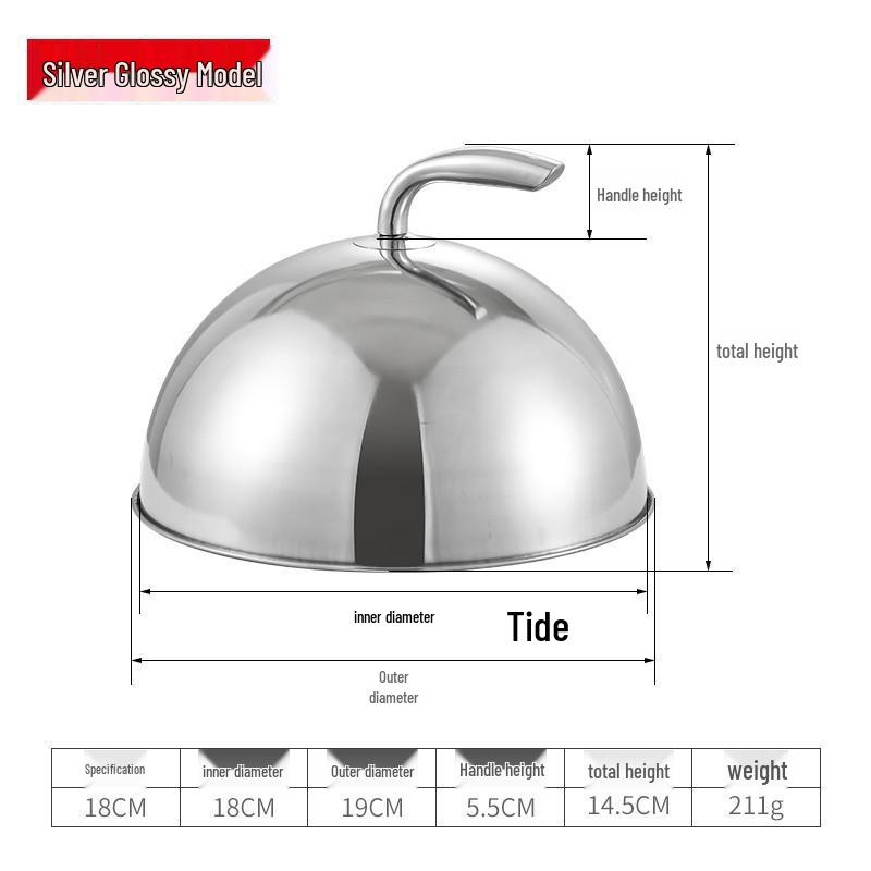 Gold-Plated Stainless Steel Round Dessert Plate with Curved Lid
