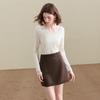 Sancai Machine-Washable High-Waisted A-Line Knit Mini Skirt