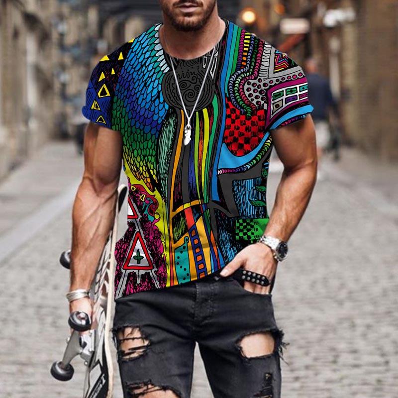 Summer Outdoor 3D Printing Men's Round Neck T-shirt Fashionable Military Style Versatile Soft andBreathablePolyesterShortSleeve