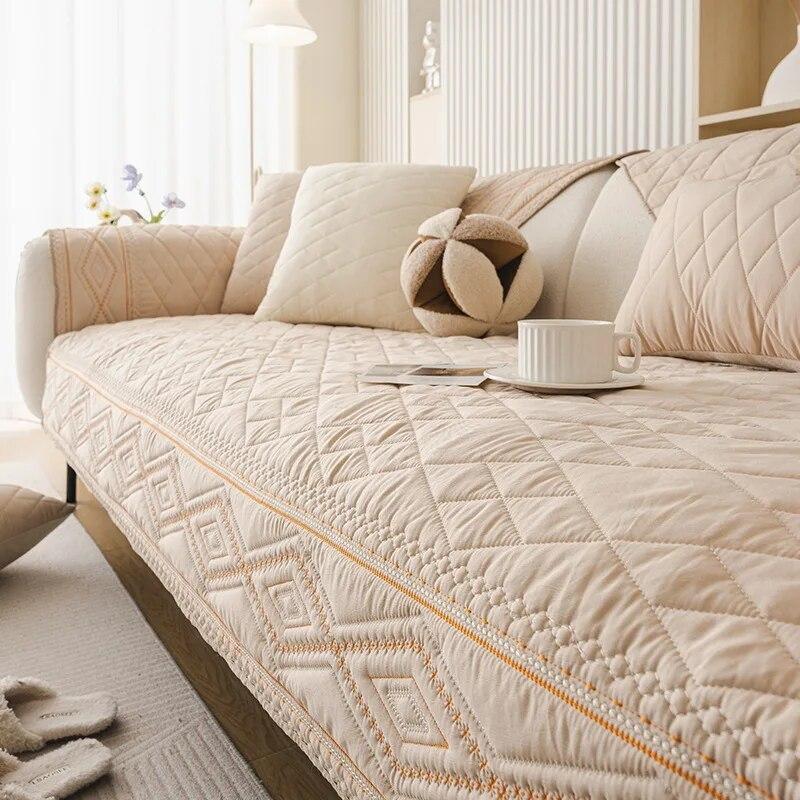 

Кремовый чехол для дивана с ветром для гостиной, универсальный нескользящий хлопковый чехол для дивана, нескользящий чехол для дивана, домашний декор, чехол для дивана 70x70cm 1pcs