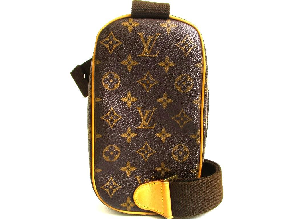 Autentická LOUIS VUITTON Monogram Hnědá Kožená Ledvinka Pásková Taška Gange #b049 Renovováno prodejcem
