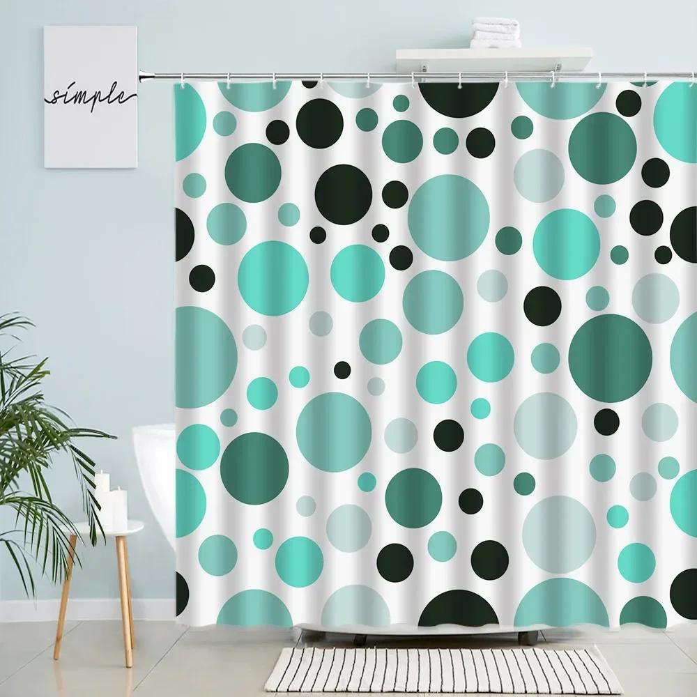 Kreative Geometrische Duschvorhänge Braun Schwarz Rundes Muster Abstrakt Modern Minimalistisch Stoff Badezimmerdeko Badvorhangsets