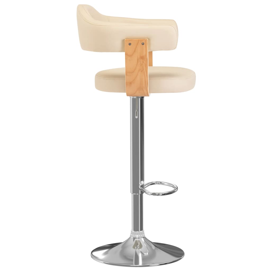 Bar Stool 2 pcs Cream Bentwood and Faux Leather