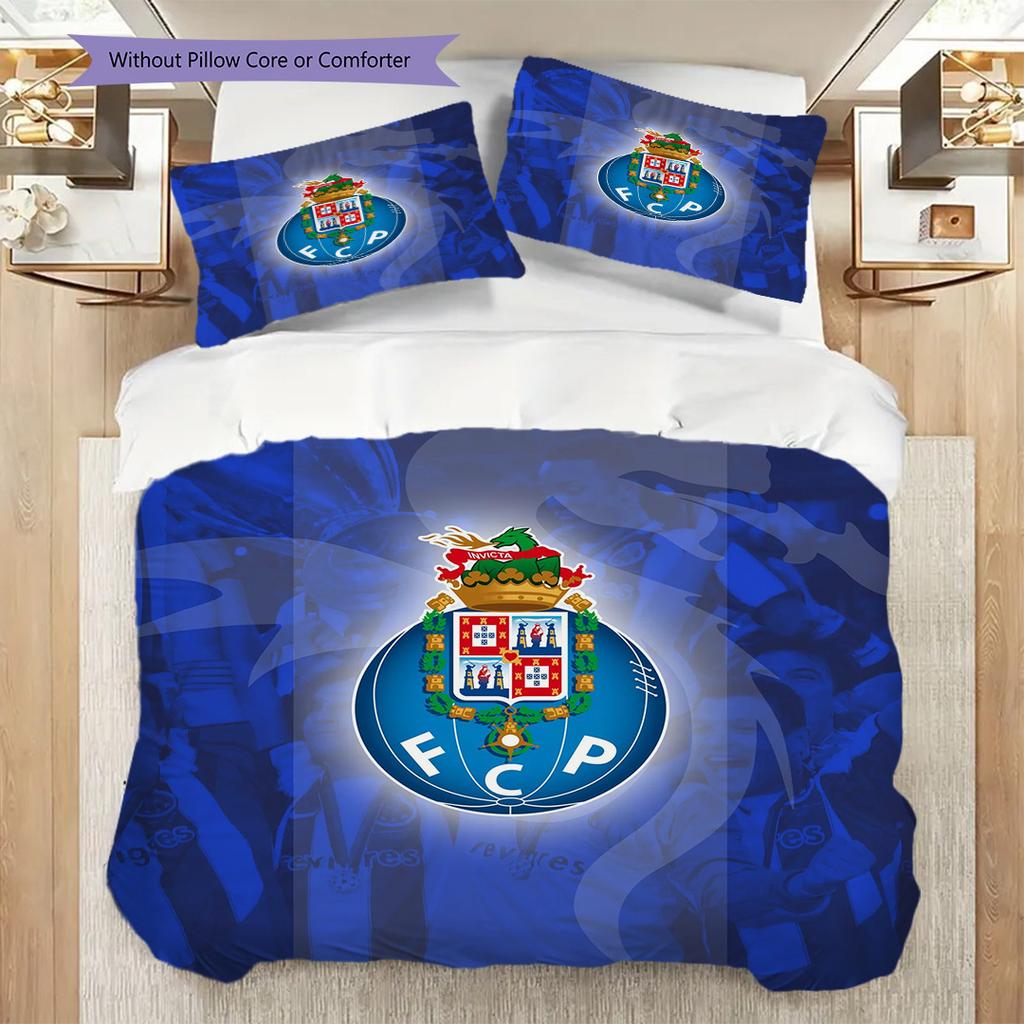 Porto Football Club Emblem Bedding (1 * duvet cover + 2 * pillowcase, without core) 2D Flat Christmas birthday gift Duvet cover and pillowcase