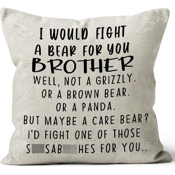 Funny Brother Gifts - 18x18 Linen Pillow Cover, Best Sister Gifts for Big Brother, Toddler Boy Brother