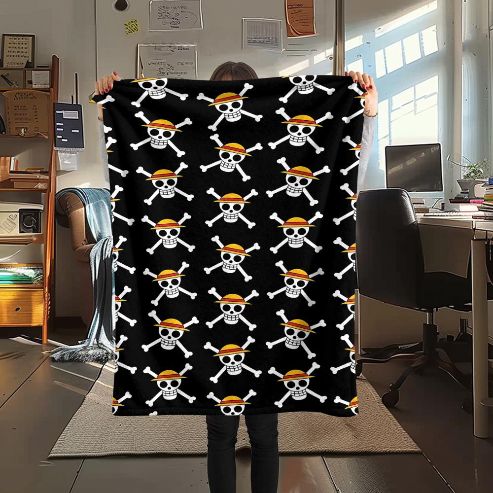 One Piece Charakter Print Flaneldecke, Hohe Qualität, Bequem für alle Jahreszeiten, Heimdekoration, Wärme und Komfort, Perfekt für Weihnachtsgeschenke