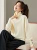 100% Pure Wool Red High-Neck Loose Knitwear Sweater for Women