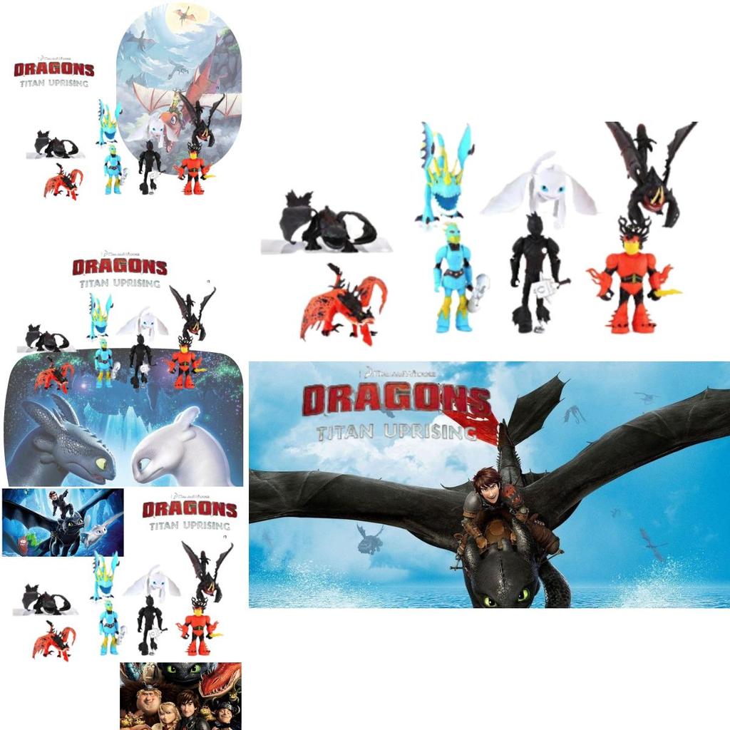 Dragon Toy Set 8-piece Night Fury Pvc Figures For Kids 4-6)