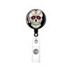 Halloween Skull Badge Reel Holder Clips Retractable Keychain Mexican Day Of The Dead Id Badge Reel Key Chain For Doctor Nurse