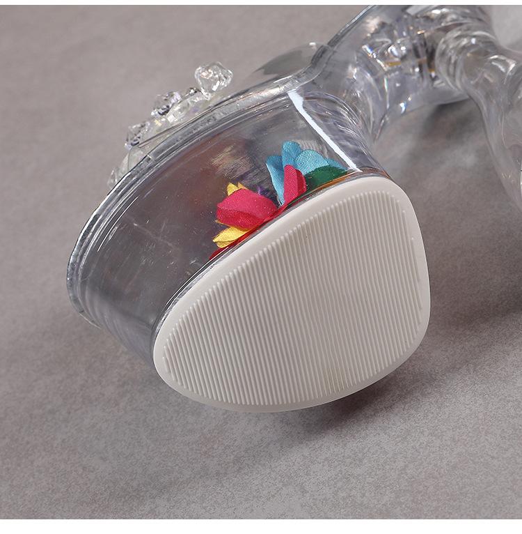 Women's Ultra-high Heels Flower Thick Heels Transparent Thick Soled Crystal Heel Sandals 17.5 Heels