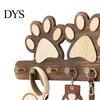 Wall Hook with Dog Paw Shape Key Holder Wood Anti-Rust Wall-mounted Metal Hooks Organizer for Keys Pet Leashes Scarves Small Items Rack