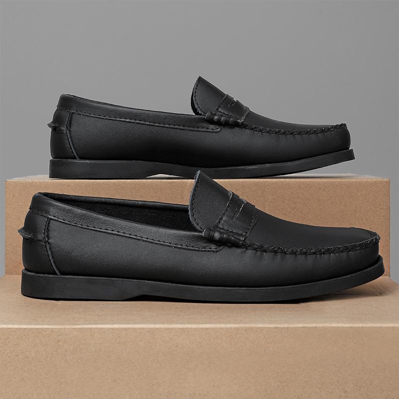 Hand-stitching Leather Men Casual Shoes Soft-Soled Mens Loafers Ultra-light Moccasins Breathable Light Soft Man Driving Footwear