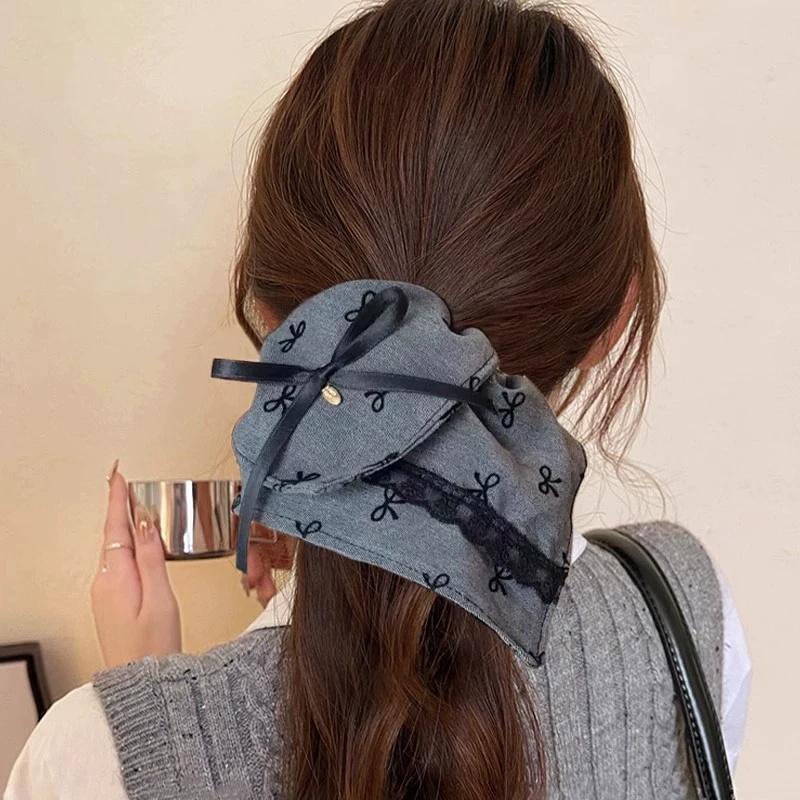 Elegant Large Square Scarf Hair Circle For Women Girls Elastic Satin HairBands Hair Ties Fashion Headband Hair Accessories