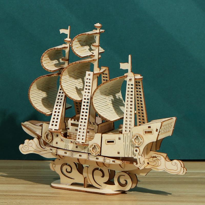 3D Creative Ocean Sailing Ship Puzzle - Educational DIY Toy for Kids
