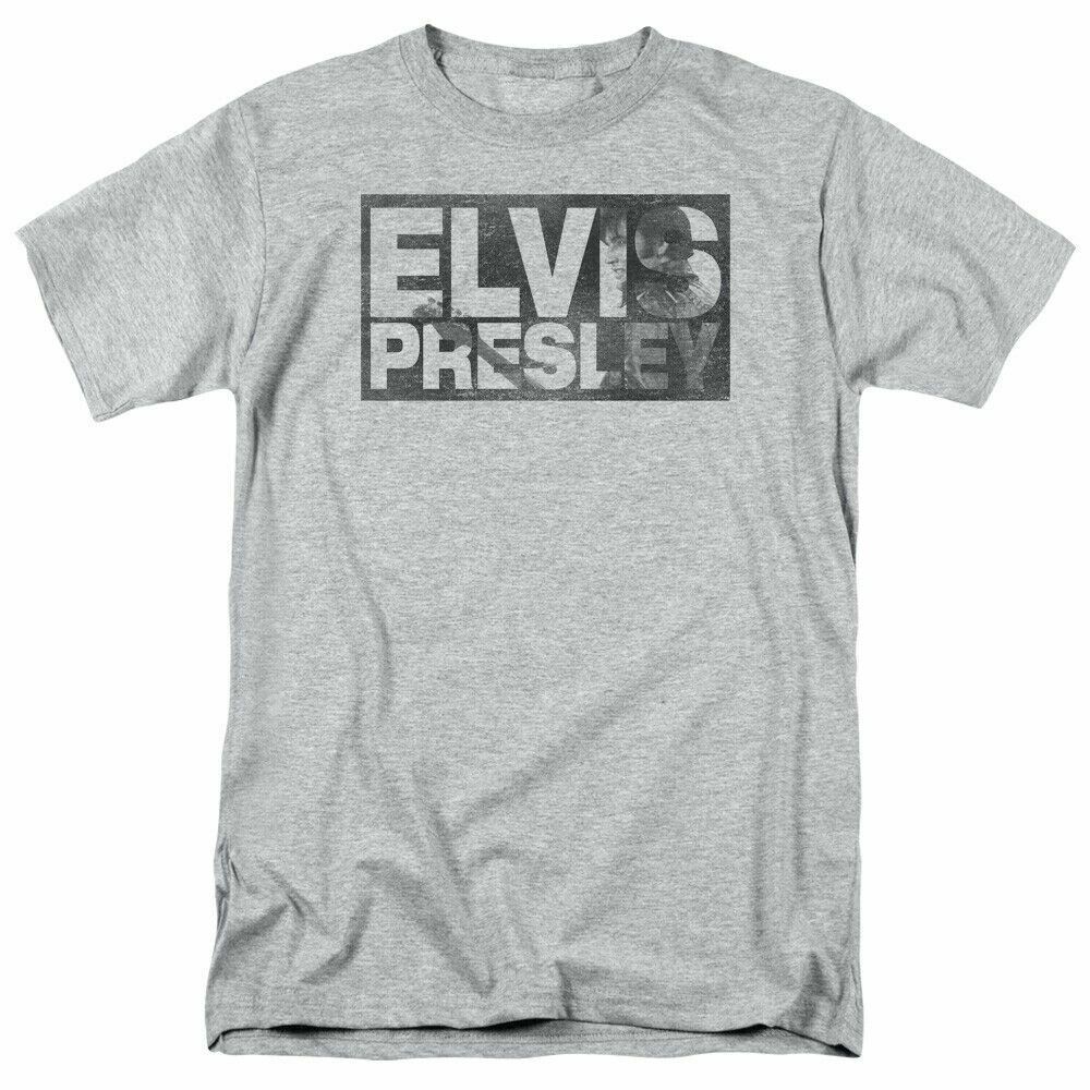

Elvis Presley Block Letters T Shirt Mens Licensed The King Tee Sport Gray L