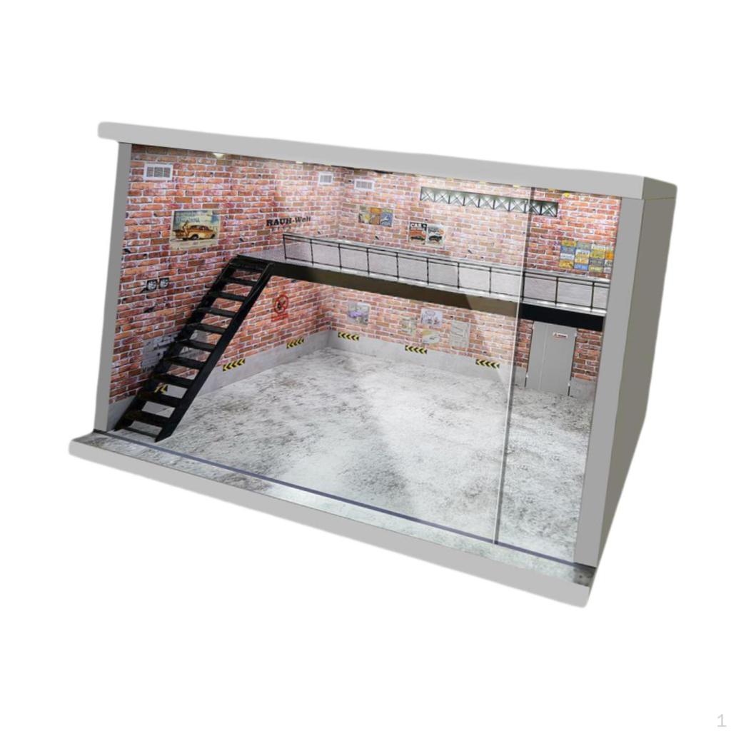 1/64 1/36 1/32 Scale Car Display Unit Acrylic Parking Space with LED Illumination for Collectors