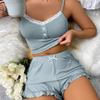 Summer Women's Pajamas Set Lace Button Patchwork Top Ruffles Shorts Sleepwear 2 Piece Set for Women Sexy Cami Slim Pyjamas Suit