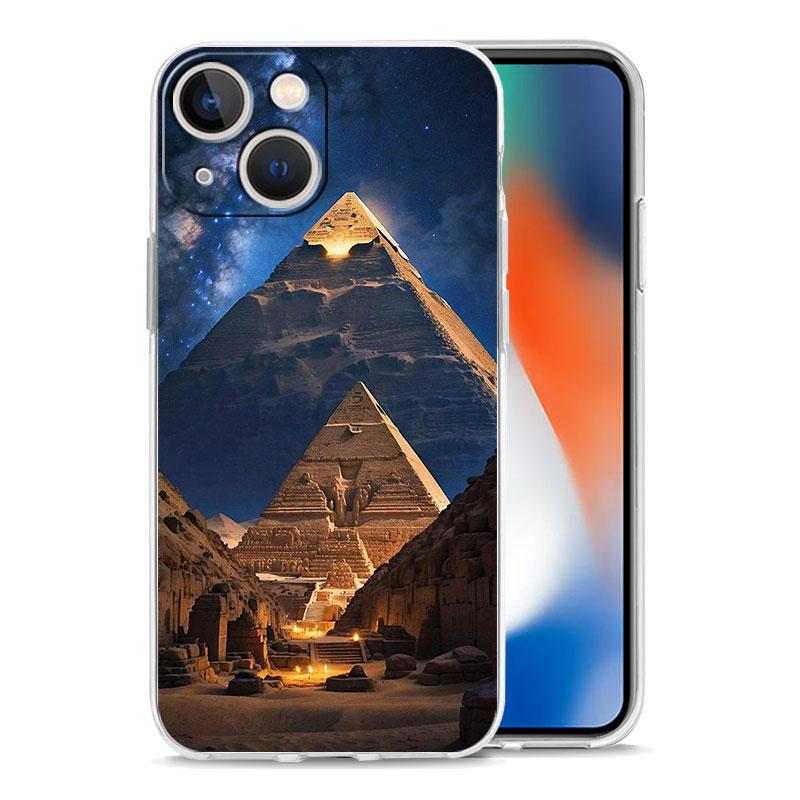Phone Case For iPhone 16 Cases iPhone 15 12 13 14 16 Pro Max X XR XS Max 15 Plus 16Pro iPhone11 Cover Ancient Egypt God pyramid