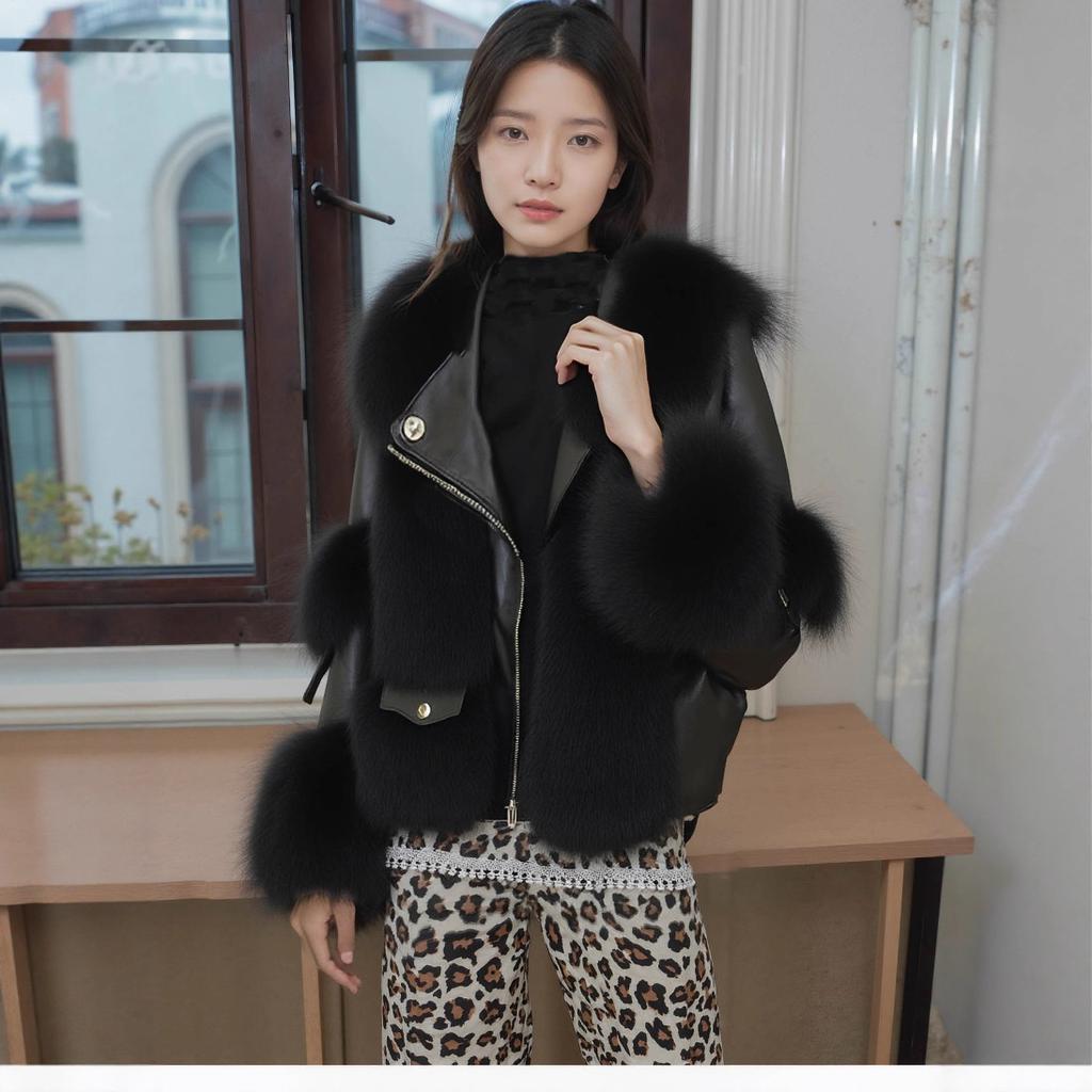 Haining fur coat women's new fine imitation fox fur fur integrated young celebrity style fur coat