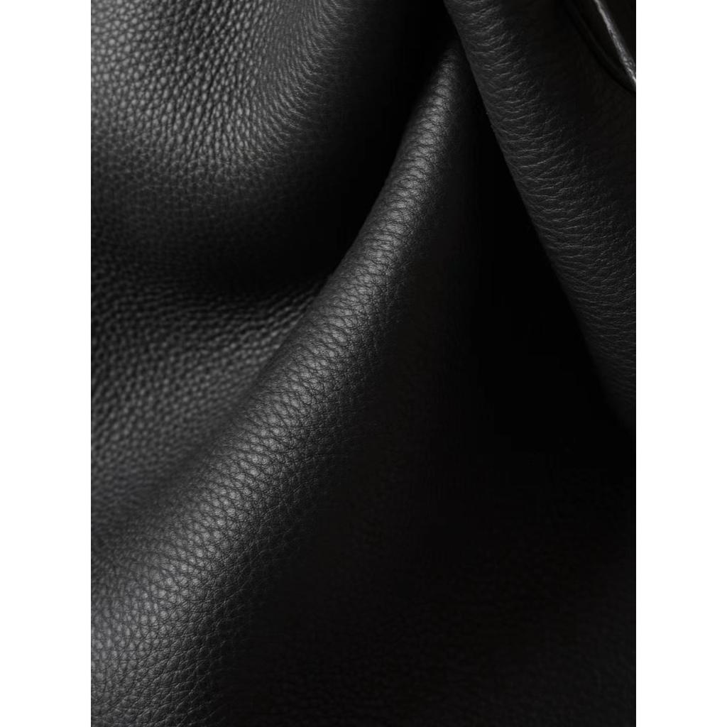 [High-quality] Genuine Leather Single Shoulder Portable Large-capacity High-end Sense Imported Light Drop Lychee Pattern Cowhide Commuter Bucket Bag