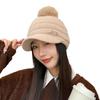 Rabbit-wool Hat for Women's Letters Bright Diamond Knitted Wool Cap Plus Velvet Warm Wool Ball Ear Protection Baseball Cap