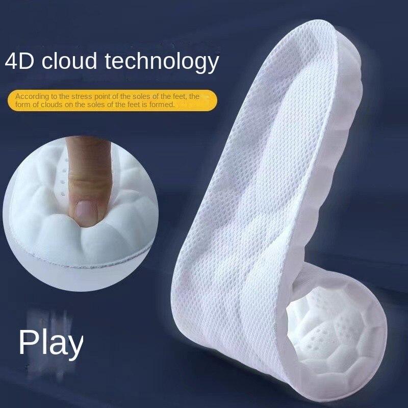 

4D Cloud Technology Спортивні устілки для взуття ПУ Підошва М’яка дихаюча Амортизаційна подушка Біг Ортопедичні устілки для догляду 39-40 білий