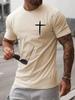 Simplicity Handwriting Cross Print Clothes Men Loose Oversized T-Shirt Summer Cotton Loose Short Sleeve Casual T-Shirts Tee