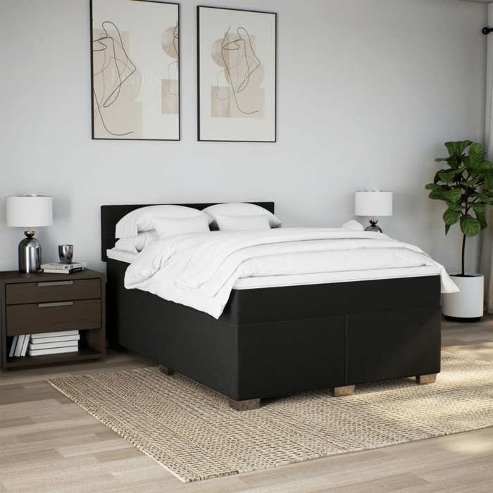 Maison Exclusive - Sommier à lattes de lit avec matelas Noir 140x200 cm Tissu