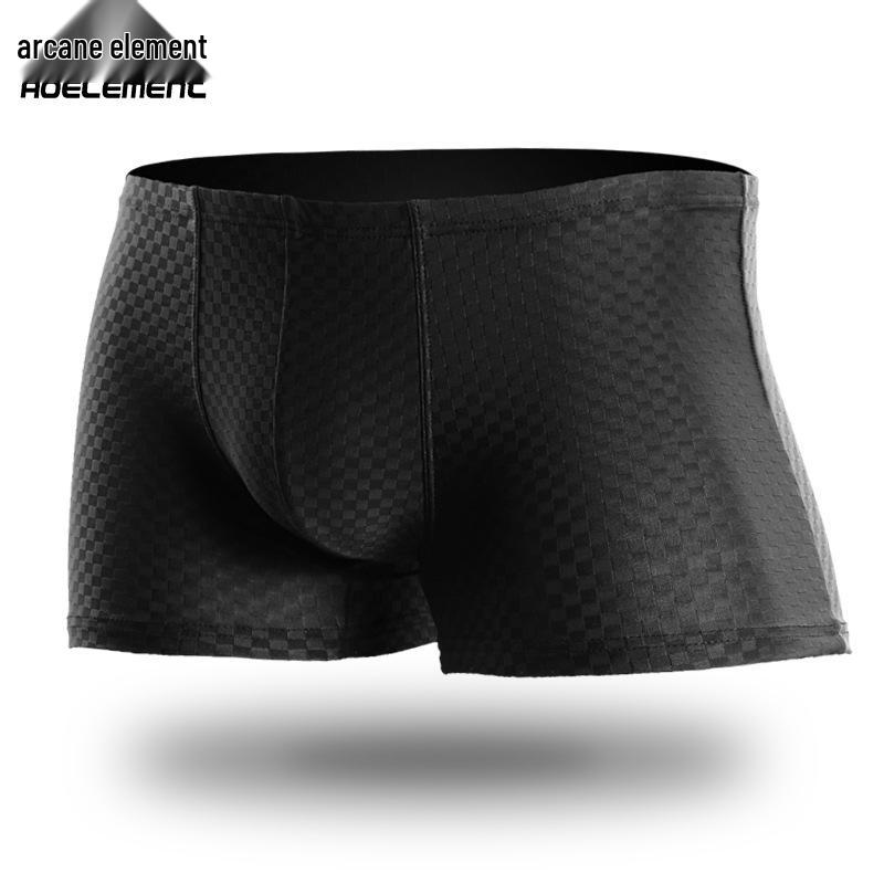 

Мужские летние сетчатые боксеры-брифы из ледяного шелка L чёрный