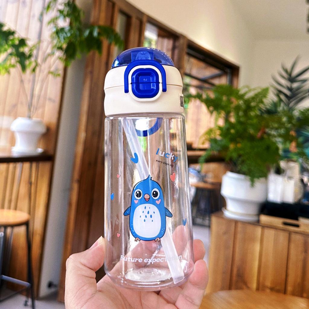 Water bottle summer high value straw children cute easy hand water cup student portable cartoon double drink outdoor sports cup