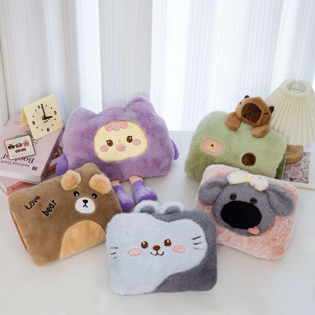 Oppladbar tegneserie plysj håndvarmer - Avtakbar og vaskbar, Eksplosjonssikker elektrisk varmtvannsflaske (2025)