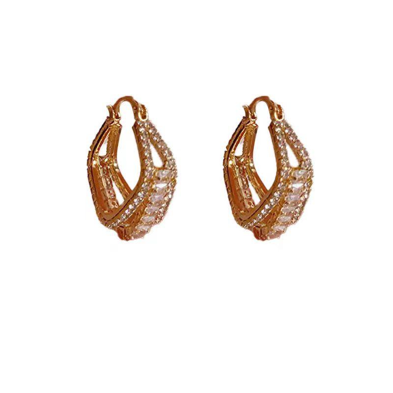 Korean Style Zircon Geometric Square Stud Earrings - Elegant & Versatile Women's Luxury Accessory