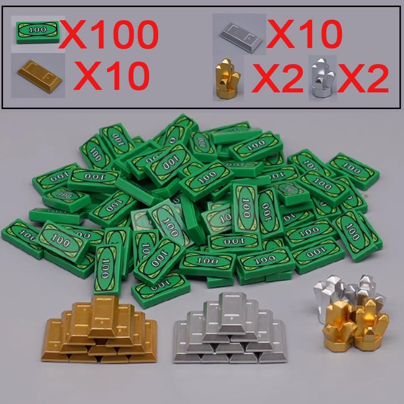 Character Scene Building Blocks Accessories Treasure Dollar Silver Ore Diamond Box Wine Glass Chain Key Teapot Toy Gift Brick