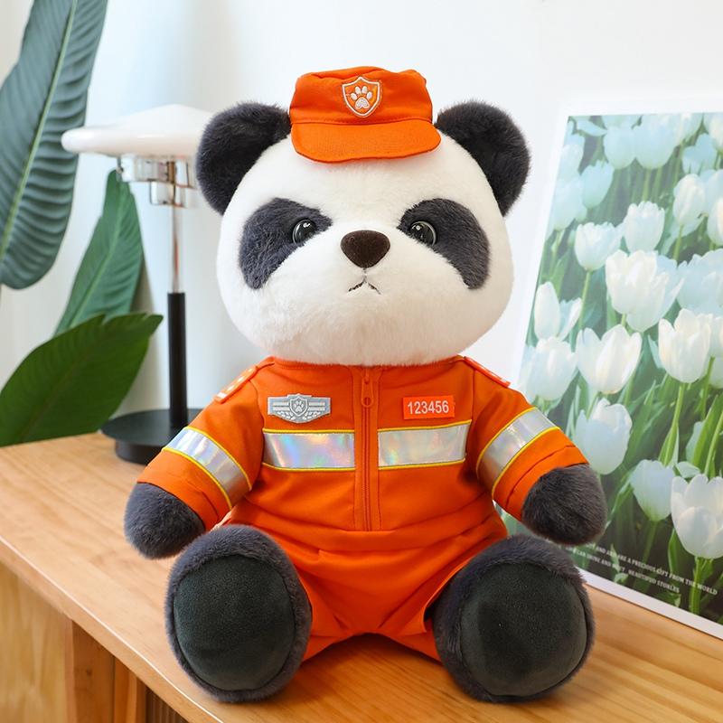 

Творчий мультфільм професійної поліції панди плюшеві ляльки подушка дорожня поліція пожежник безпека освіта подарунок для студентів about 23cm