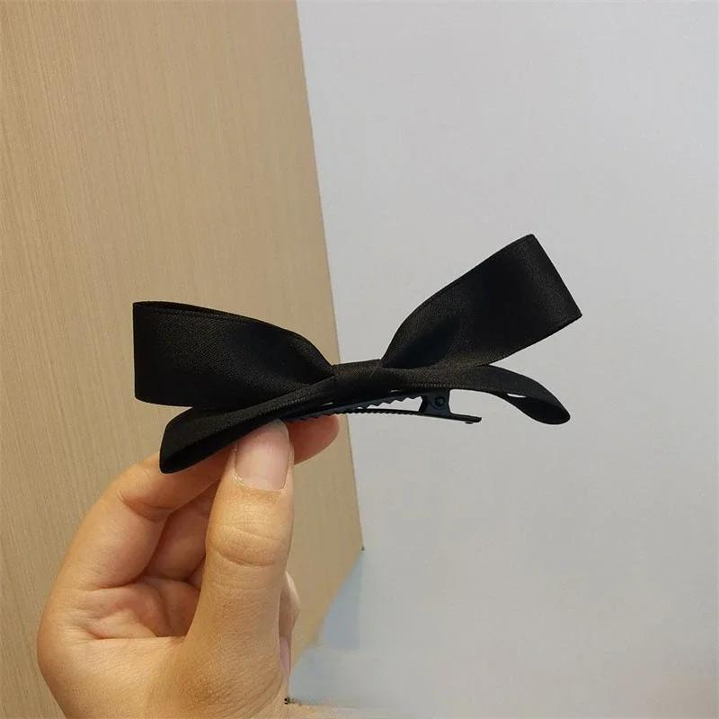 Cute Stereoscopic Pink Black Bow Hairpin Cute Bow Three-dimensional Hair Clip for Girls, Pink Bangs Clip,  Top Clip