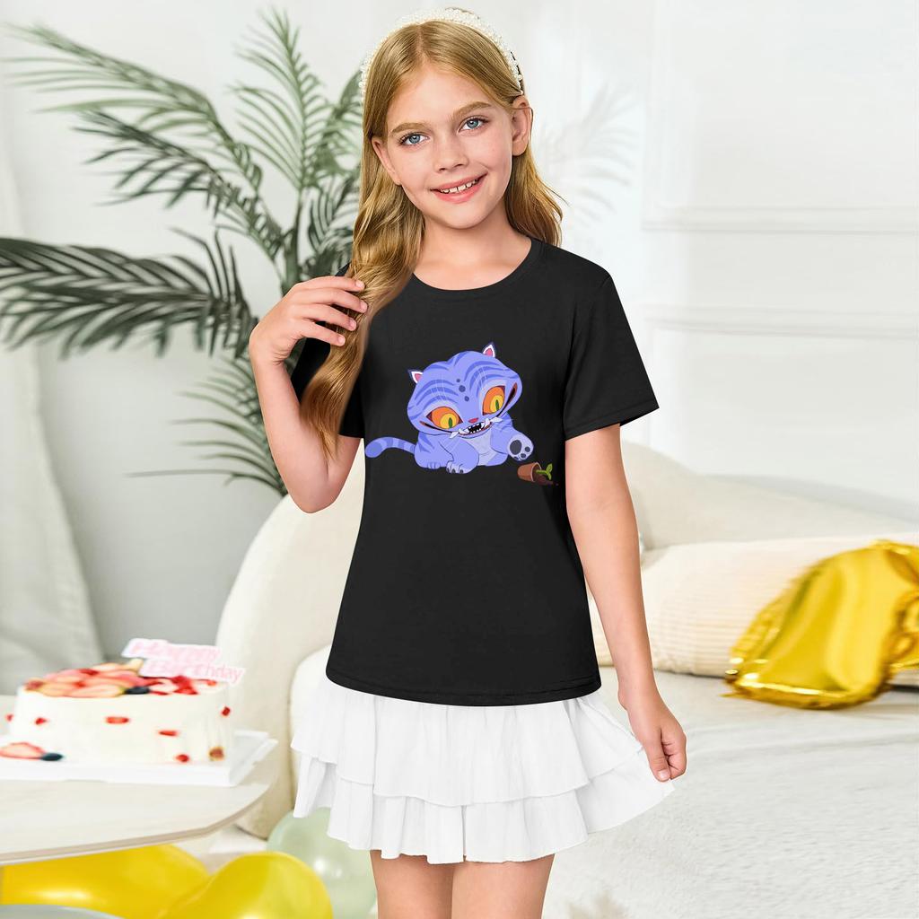 Fashionable Round Neck Short Sleeve Work Clothes Printed Tops For KID Summer Tops