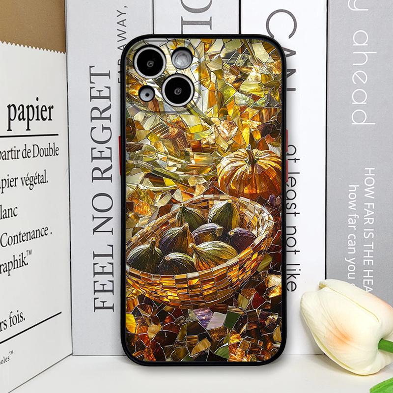 

Creative Fruits Pumpkin Marble Texture Printed Phone Case for iPhone 17 16 Pro Max 15 14 13 12 11 XS MAX X XR 7 8Plus Hard Cover iPhone 7
