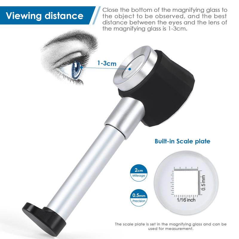 30X Handheld Metal Magnifiers Folding Magnifier Loupe Lens With LED Light Calibration Magnifying Glass For Jewelry Repair