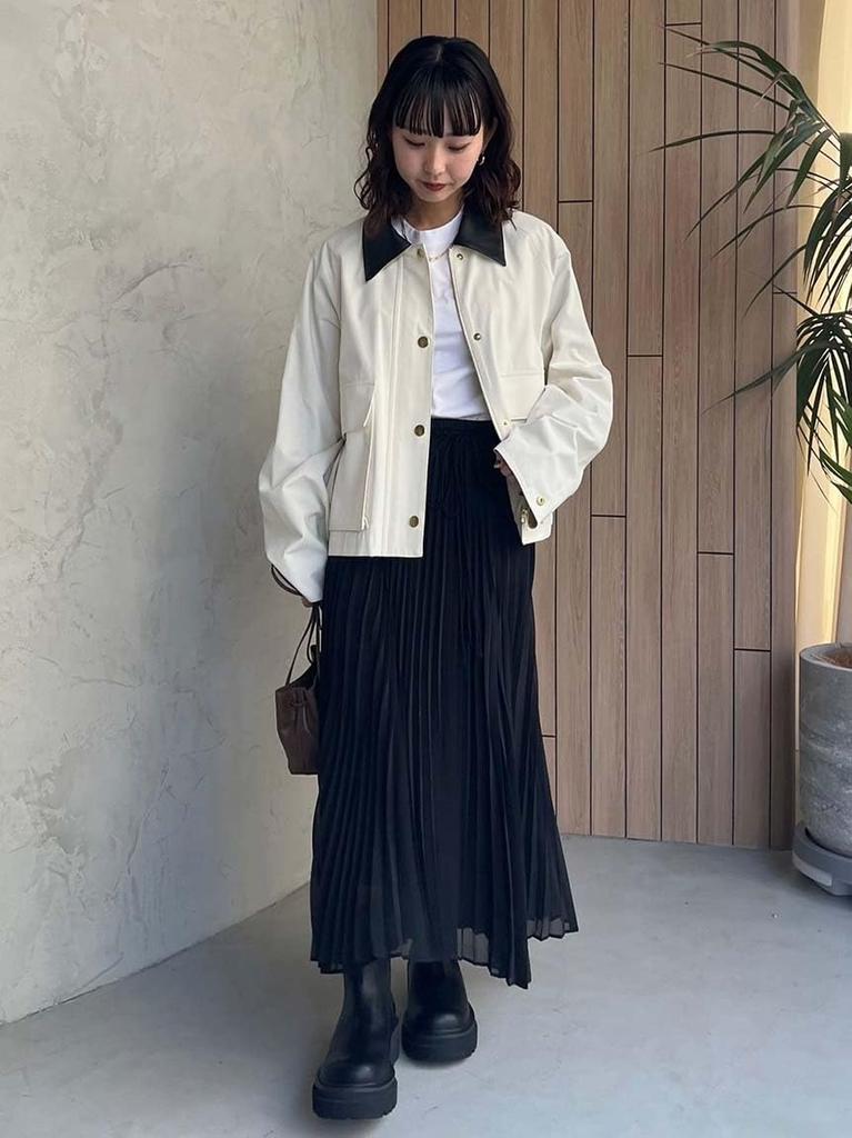 Sheer pleated skirt with elastic waist and ribbon 09WFS251036BLK0