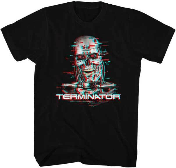 The Terminator 80 Movie Video Glitch T-800 Red Eyes Men T Shirt S