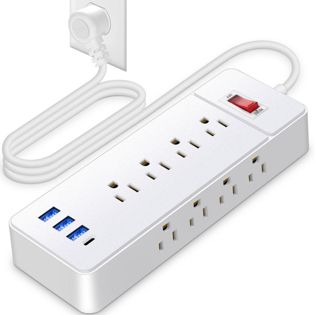 Surge Protectors Power Strips Wall Mountable 9Widely Space Outlets USB/Type C Charging Port USB Charging Power Supply