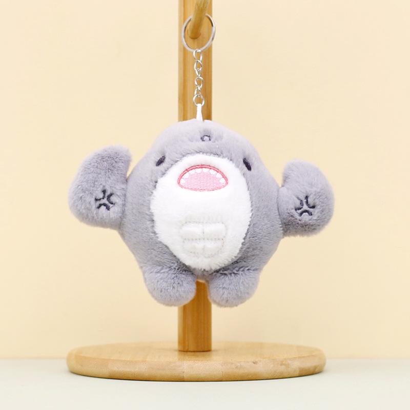 

Shark Muscle Colorful Keychain Plush Toy Vibrant Short Plush Stuffed Animal Doll Gray Shark