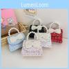 Stilvolle Mini-Umhängetasche mit Perlen-Schleifen-Design für Kinder mit atmungsaktivem Polyesterfutter