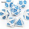 7 Pcs White Blue Tree Vine Metal Dice Solid Metal Polyhedral Dice Set Suitable for Role-Playing RPG Board Game Dice RPG
